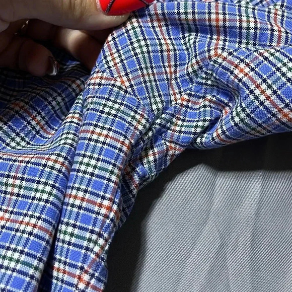 Ralph Lauren Long Sleeve Button Down M Blue Red White Plaid Flesh Pony‎ Preppy - Picture 11 of 12